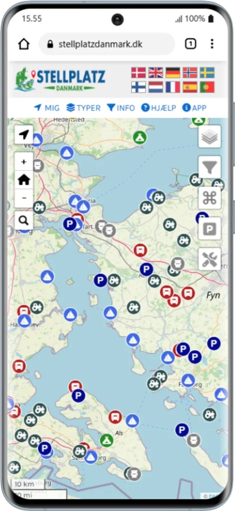 Stellplatz Danmark på Mobilen