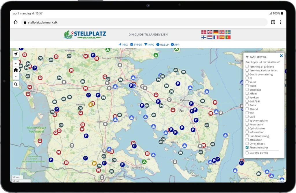 Stellplatz Danmark på Tablet