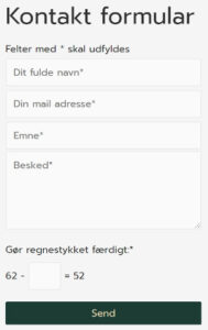 Kontaktformular eksempel